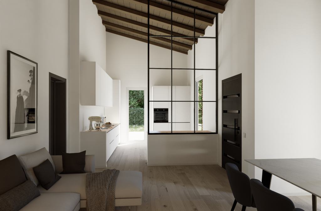 Foto di un salotto bianco e nero moderno con struttura a rettangoli